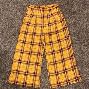 High waisted wide leg plaid pants